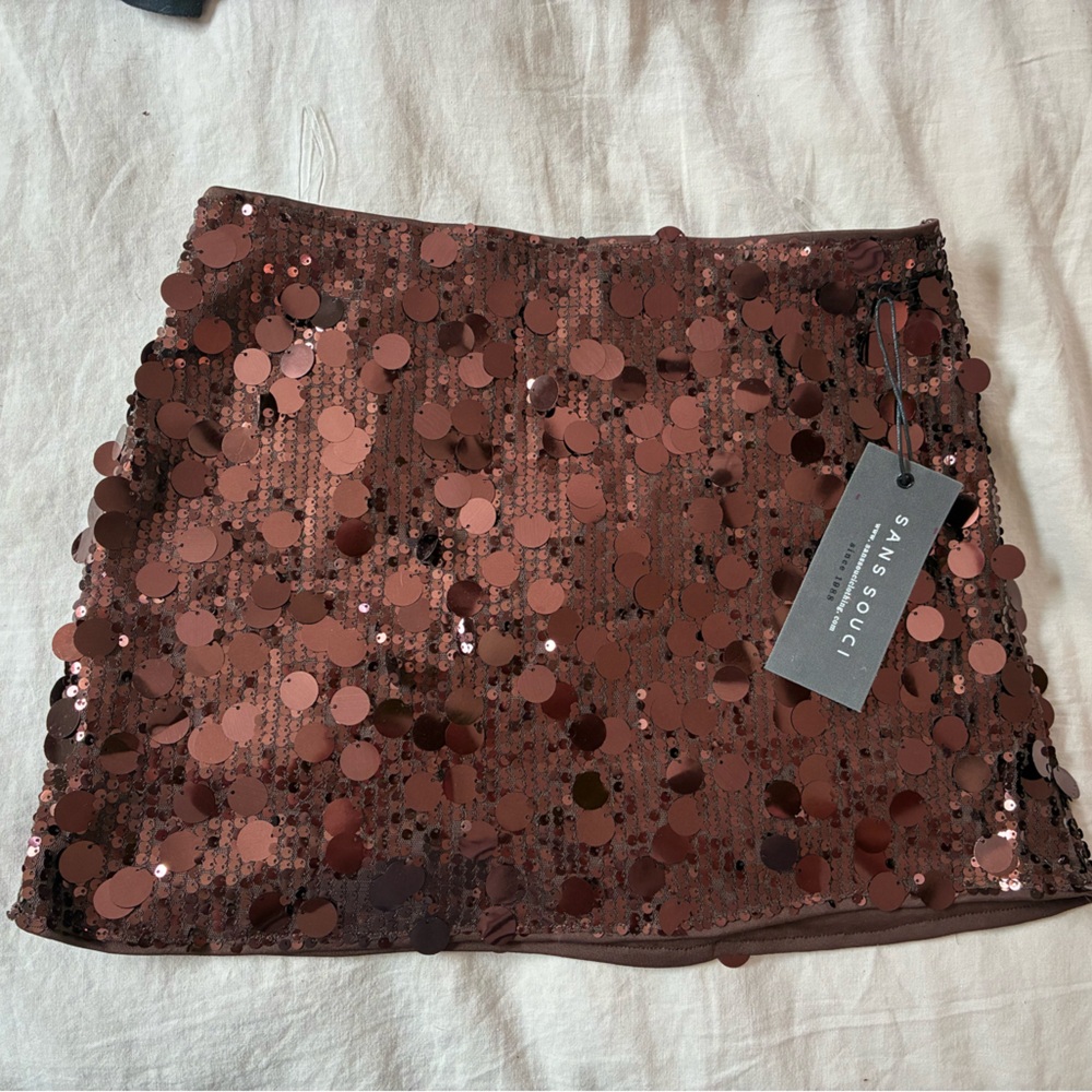 Sans Souci Brown Sequin Mini Skirt